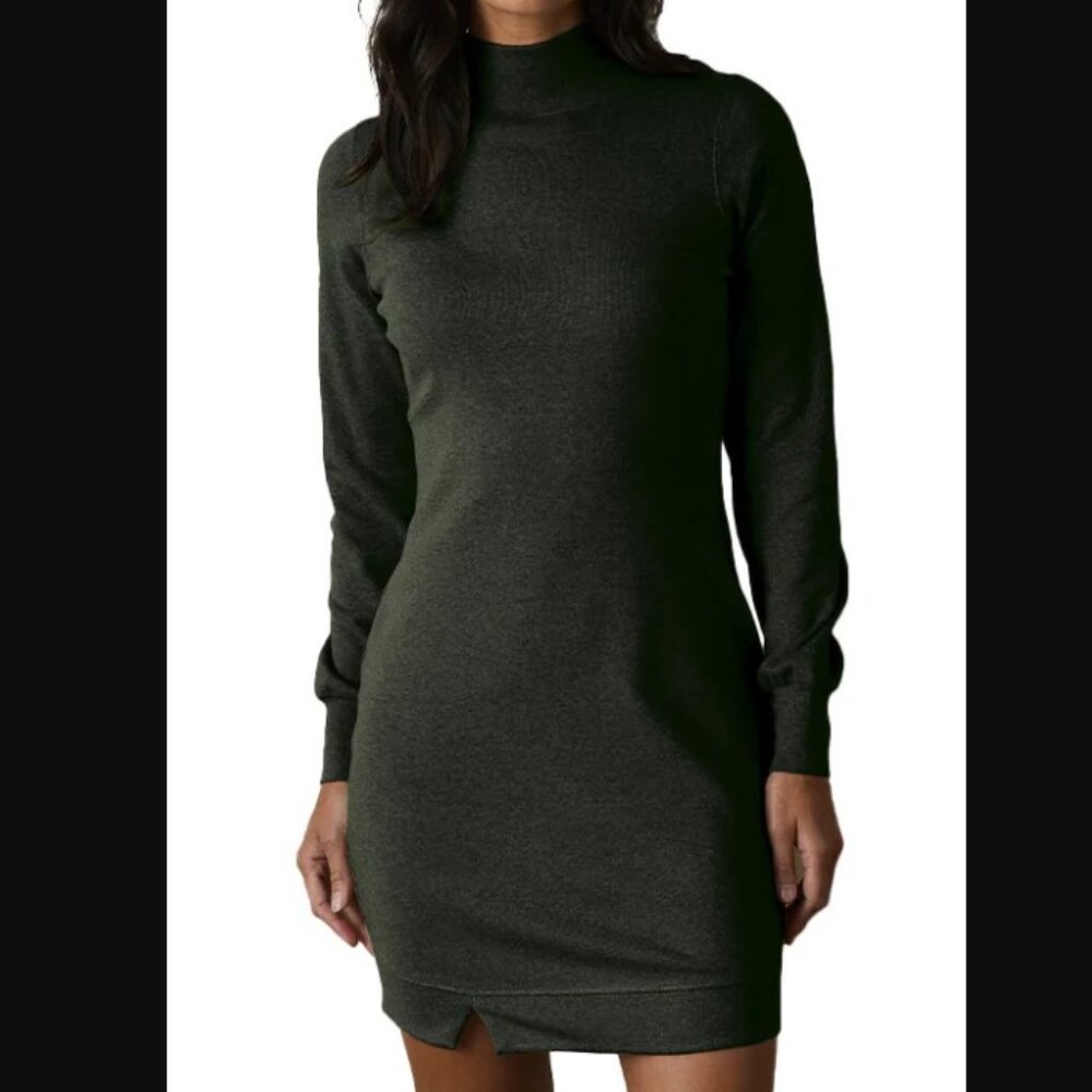 The Normal Brand Size Small Emerald Green Puremeso Mock Neck Dress NWT